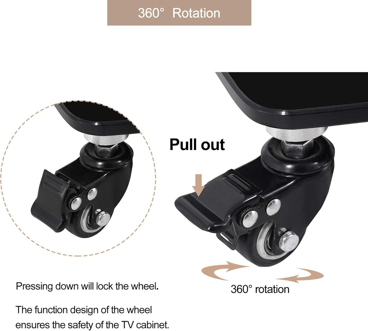 Mobile TV Cart with Wheels for 32-65 Inch, Height and Angle Adjustable Tempered Glass Metal Frame C506233
