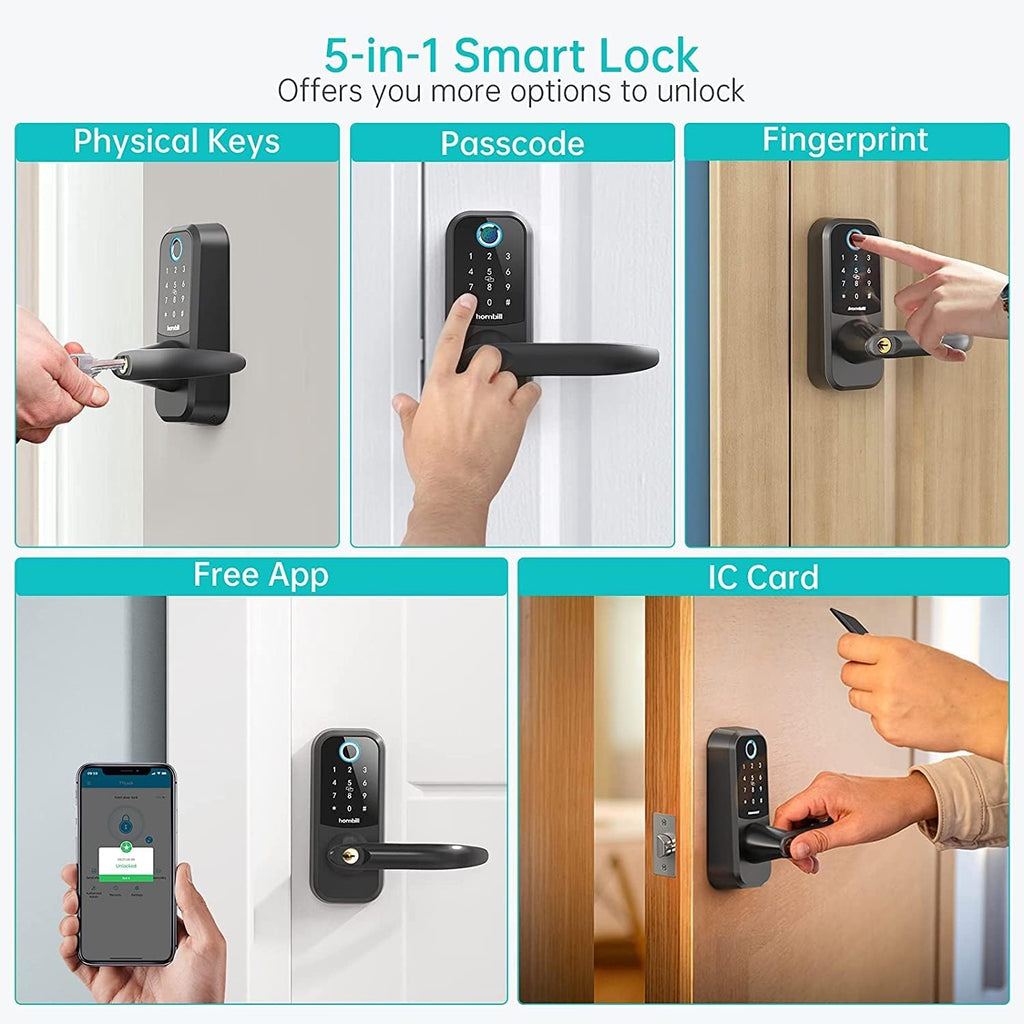 Fingerprint Door Lock Keyless Entry Bluetooth Keypad Lock with Reversible Handle W901