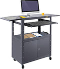 Height Adjustable Steel Media Cart with Locking Cabinet K417