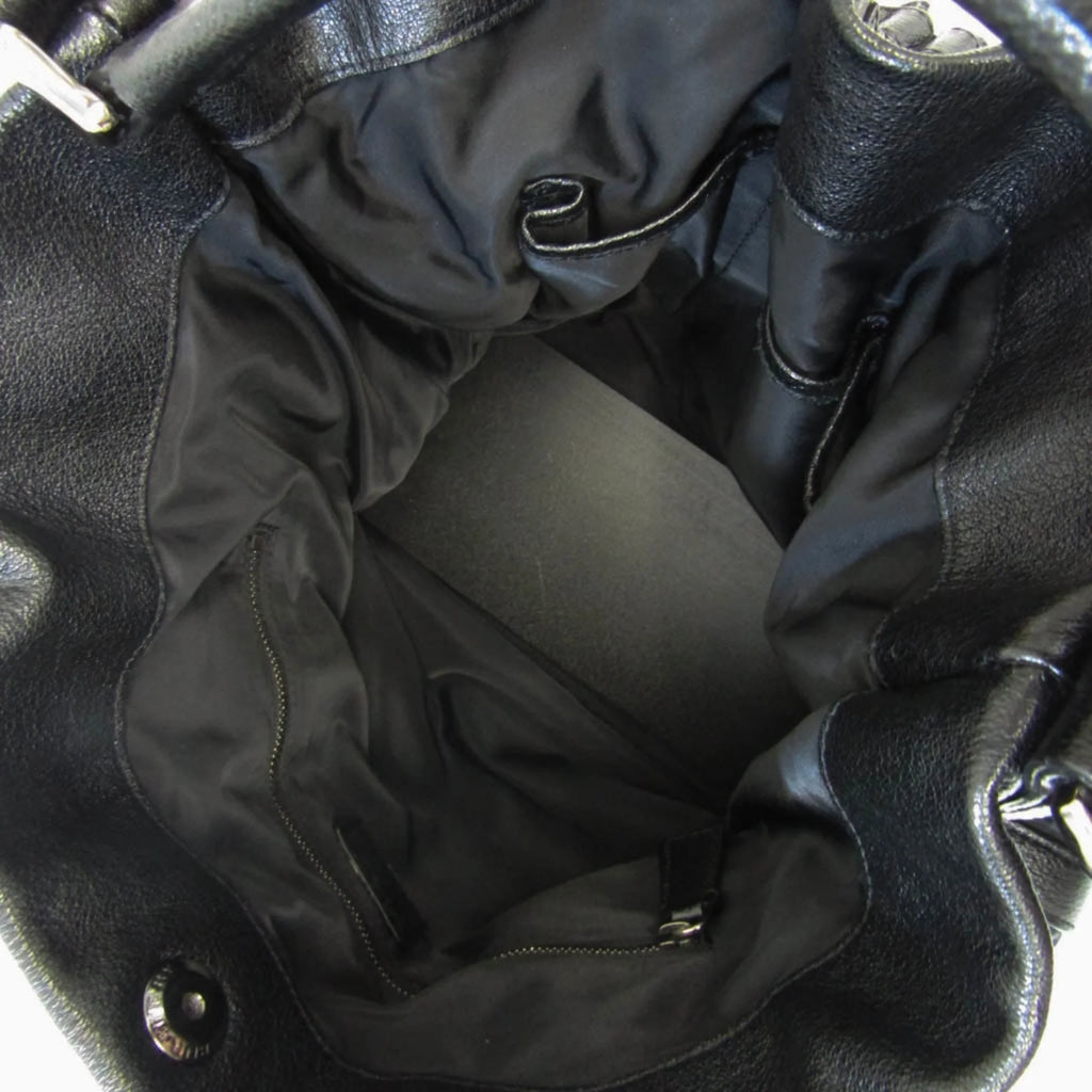 Black Leather Nylon Handbag Shoulder Bag K347