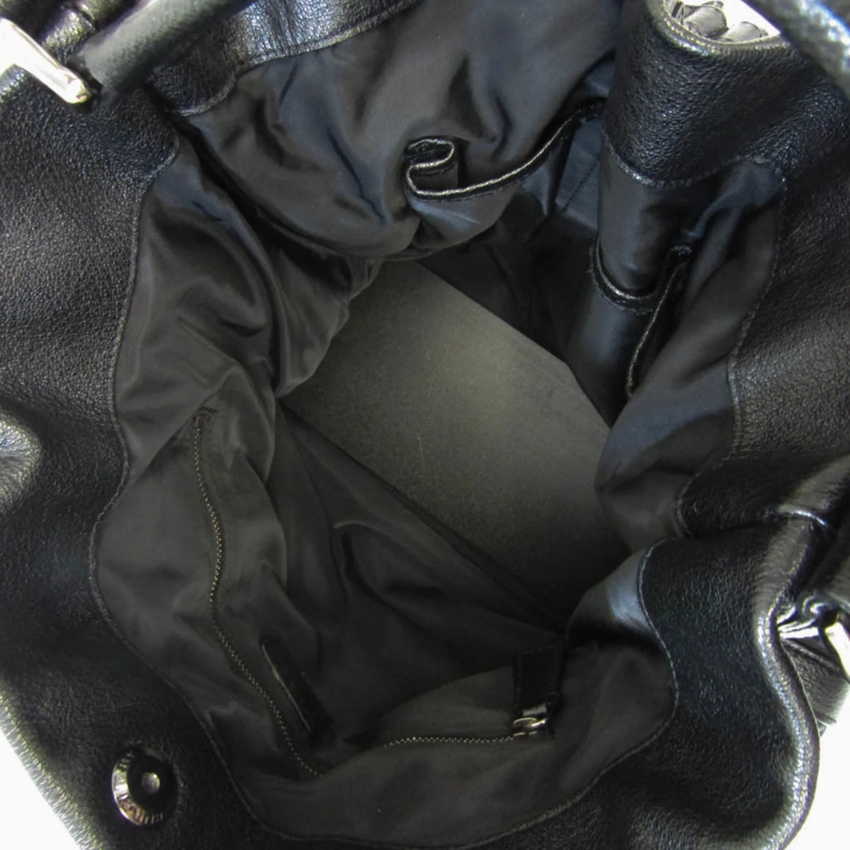 Black Leather Nylon Handbag Shoulder Bag K347
