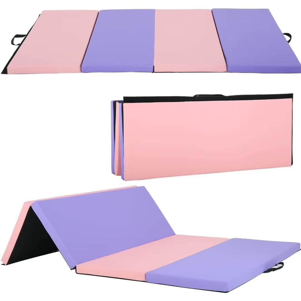 4-Folding Gymnastics Mat 6x4x2 with Carrying Handles W5778
