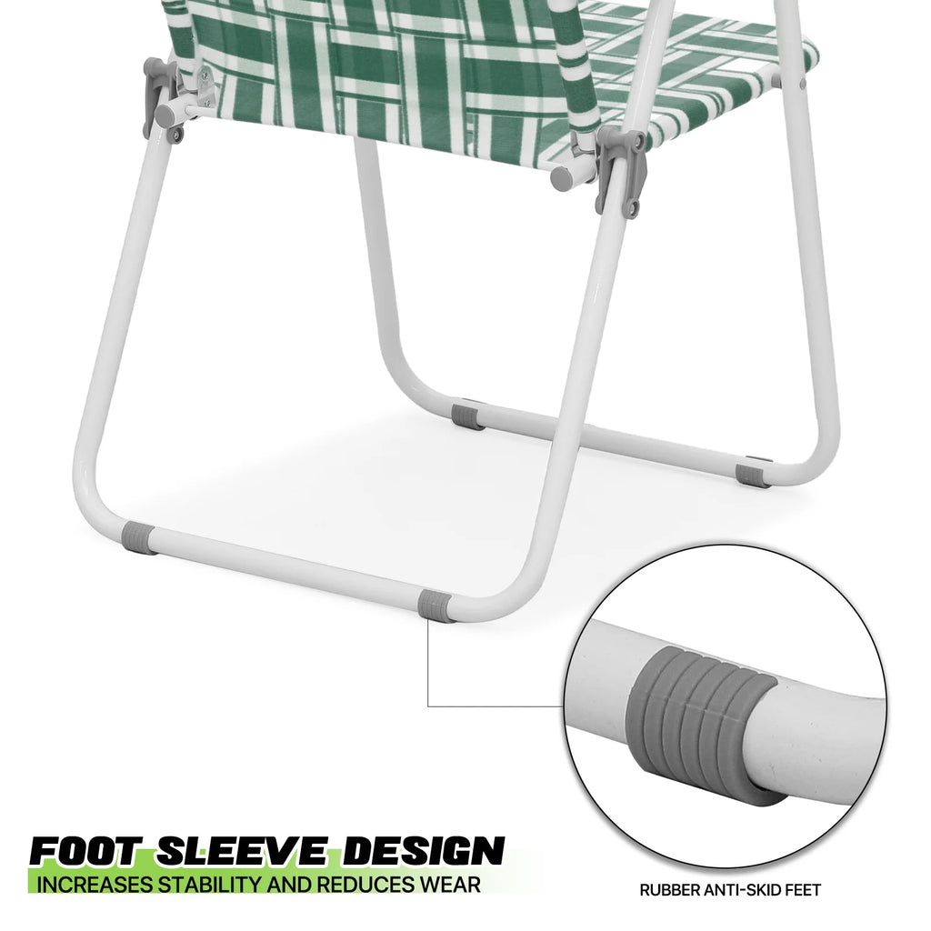 Dark Green 2 Pieces Folding Beach Chairs with Armrests I5045