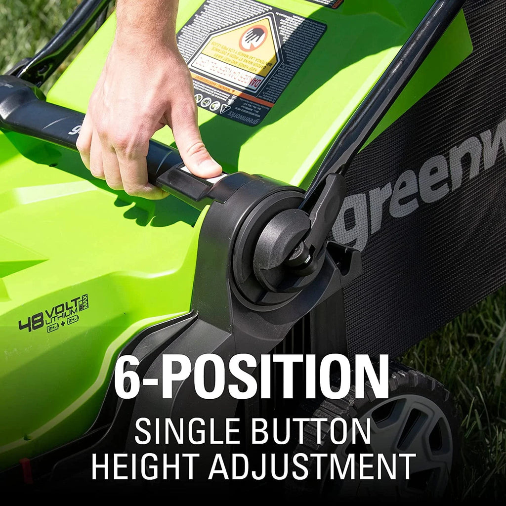 48V 17 Battery-Powered Push Lawn Mower with 2 x 24V 4Ah Batteries M653