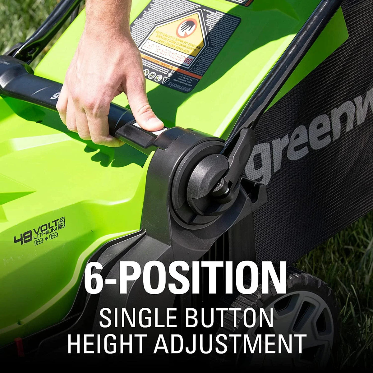 48V 17 Battery-Powered Push Lawn Mower with 2 x 24V 4Ah Batteries M653