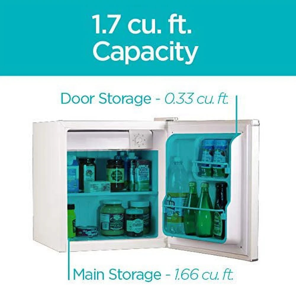 Compact Energy Star Single Door Mini Fridge with Freezer, 1.7 Cubic Ft., White C122