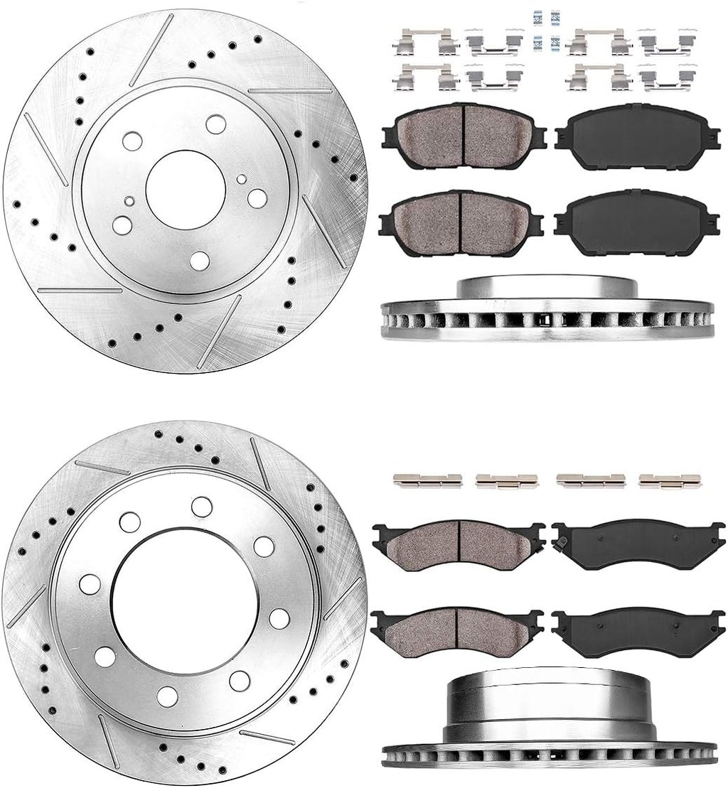 8 Lug Rotors + Ceramic Brake Pads + Clips C483