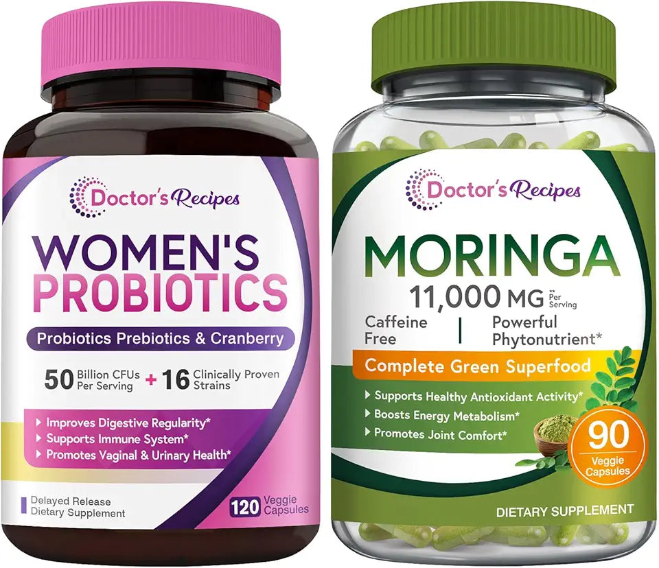 Moringa 11,000 mg 90 Caps and Women’s Probiotic 120 Caps U736