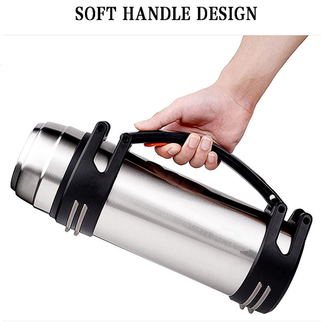 Large Stainless Steel Double Wall Vacuum Insulated Beverage Bottle with Plastic Drinking Mug K391085