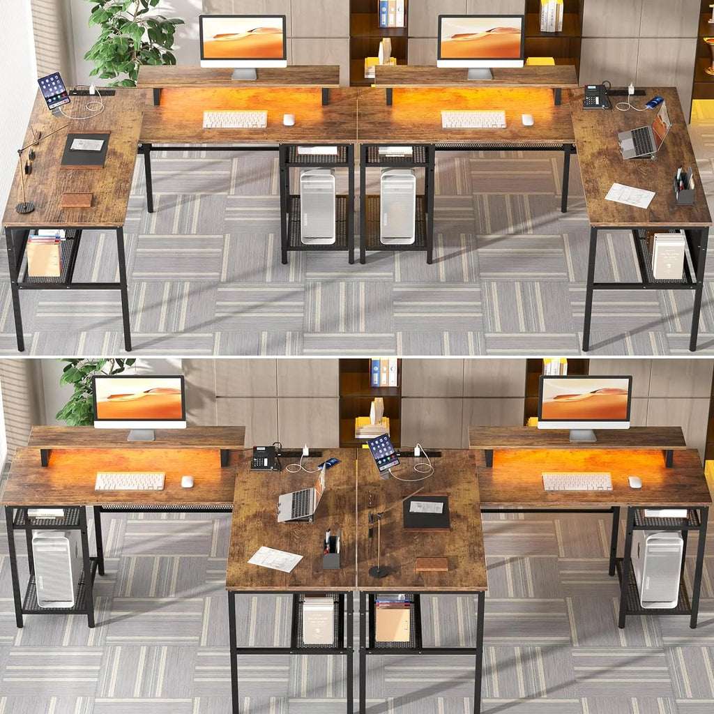 55 Inch Reversible L Shaped Computer Desk with Power Outlets N112
