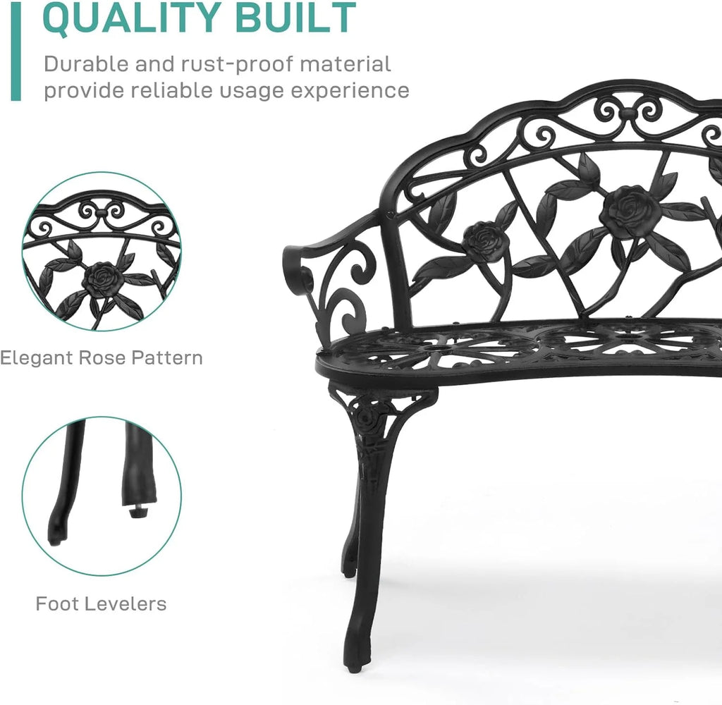 38.5" Metal Rose Bench X8763