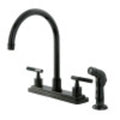 Water Onyx Black Nickel 8x22 Centerset Kitchen Faucet with Lever Handles and Matching Side Sprayer E652803