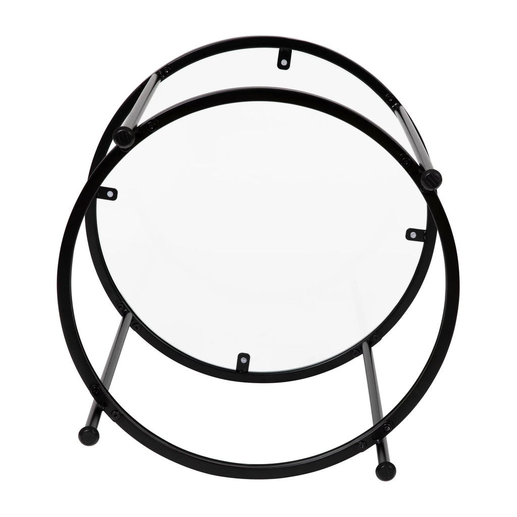 Round Glass End Table with Black Frame E438