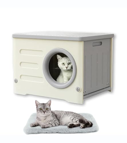 Gray Plastic Cat House with Cat Bed Mat V4766