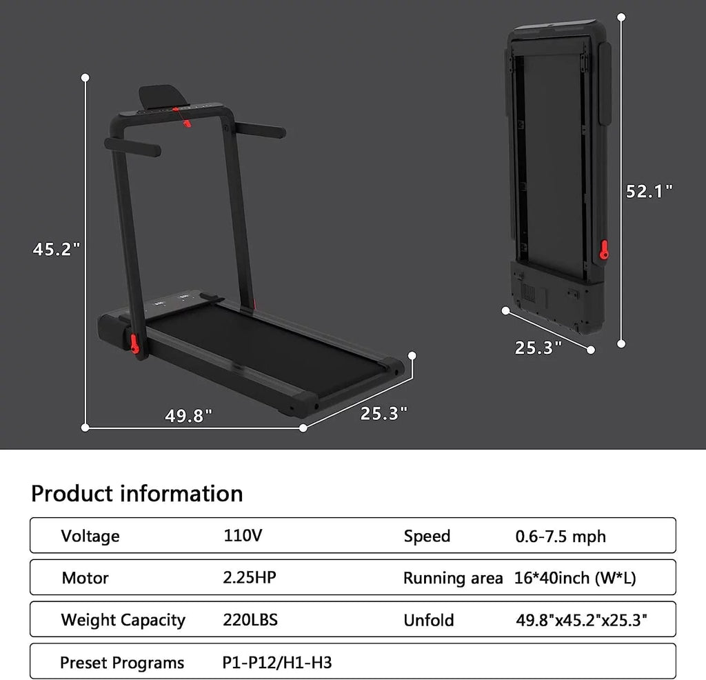2 in 1 Folding Portable Under Desk Treadmill with Remote Control V837