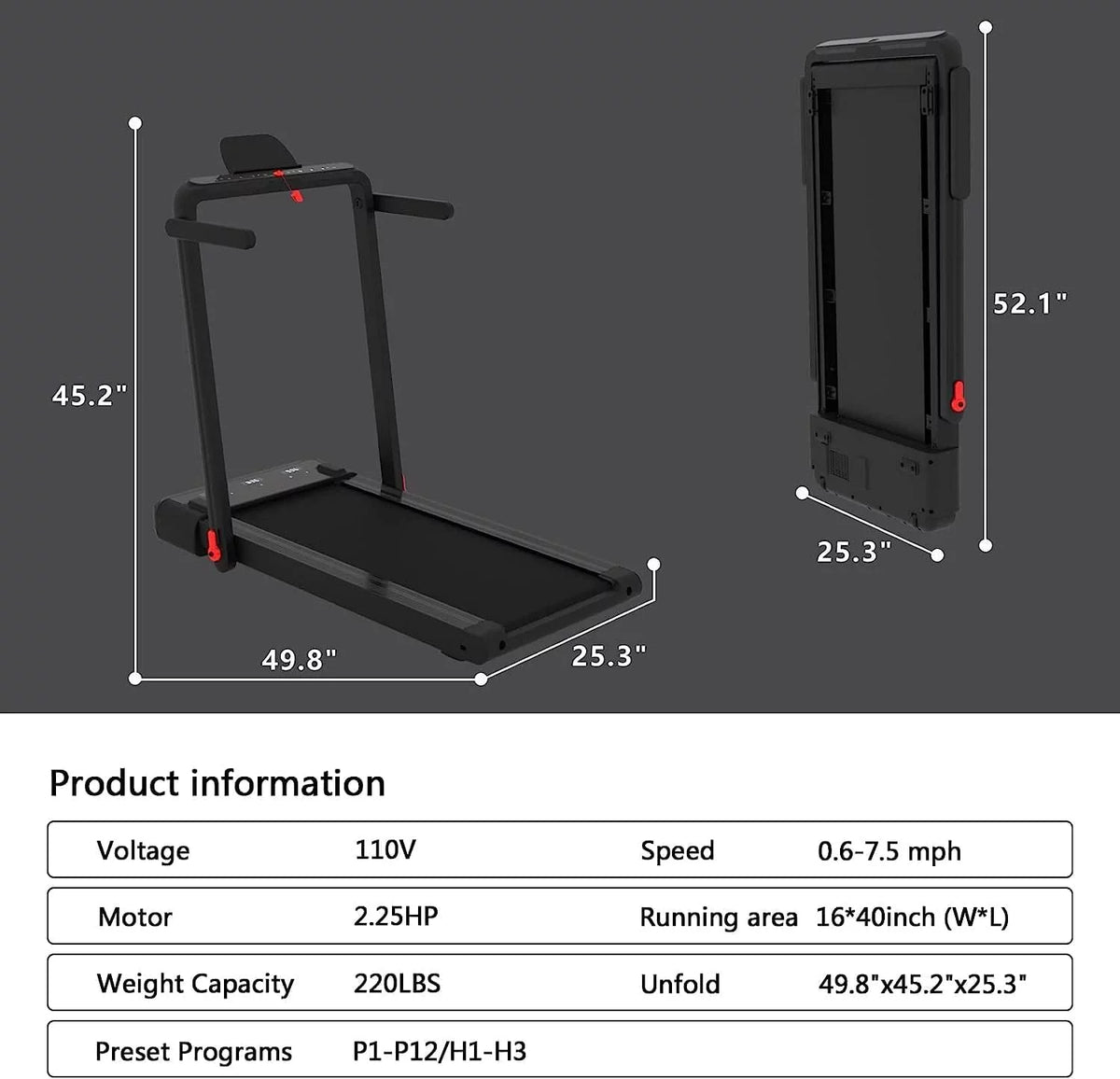 2 in 1 Folding Portable Under Desk Treadmill with Remote Control V837
