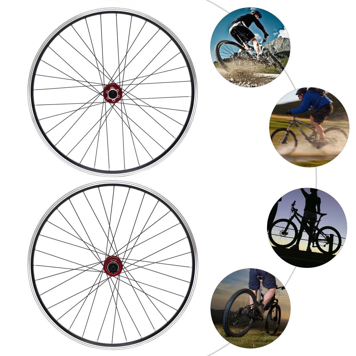 Red Hub 27.5" Aluminum Alloy Mountain Bike Wheelset L956