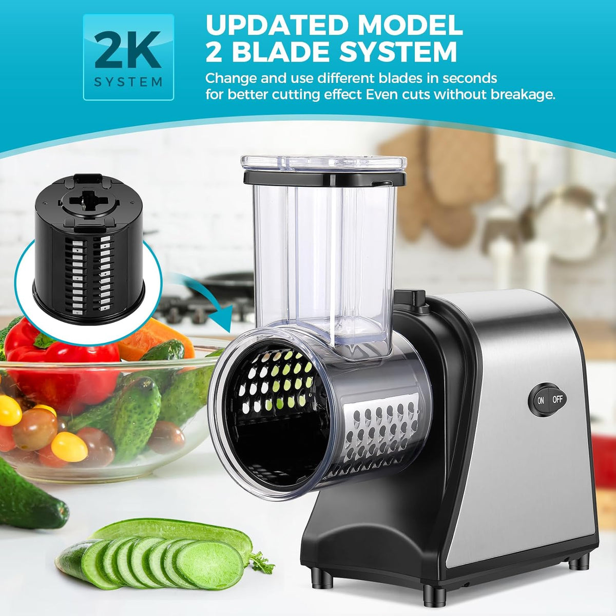 250W Electric Cheese Grater with 5 Attachments I623