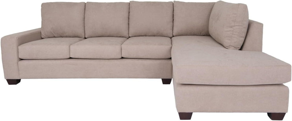 Tan Polyester Nylon L Shaped Sectional Sofa with Solid Wood Frame D6760