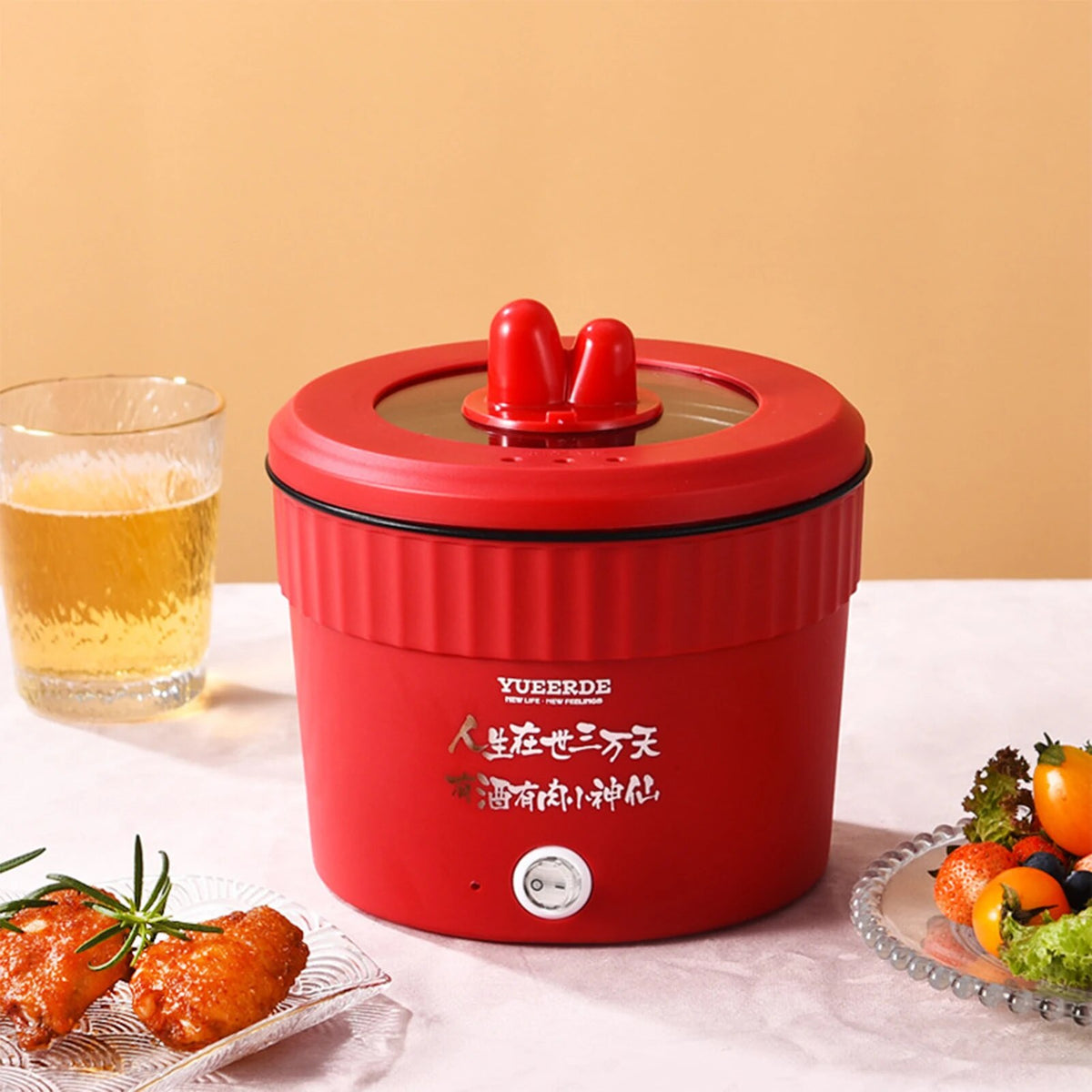 Large Purple Non-Stick Electric Cooking Pot R617