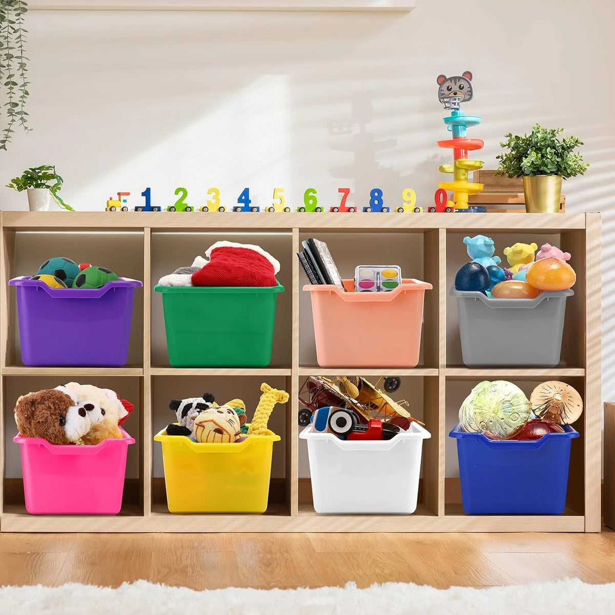 24 Pcs Plastic Stackable Storage Bins Assorted Colors I390