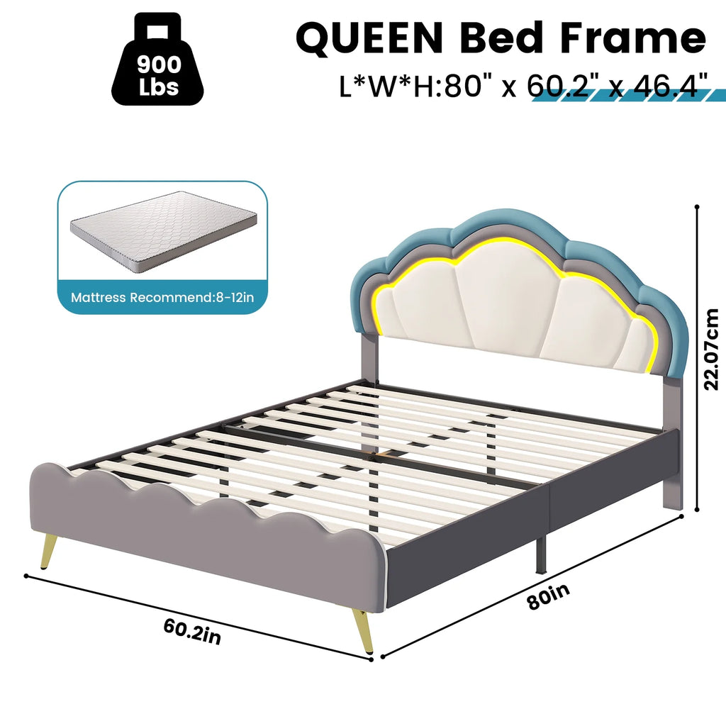 White Velvet Upholstered Twin Size Platform Bed Frame G19276