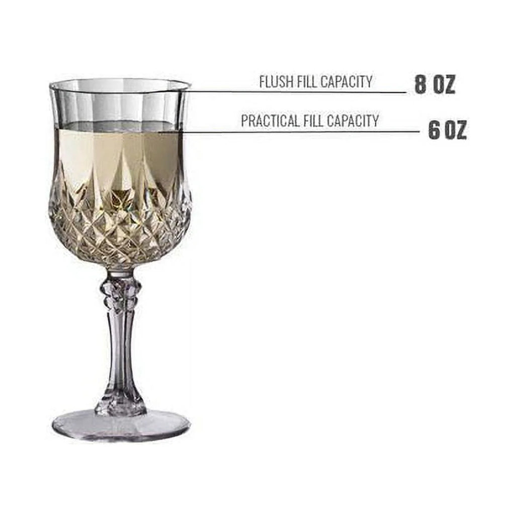 8 oz Crystal Cut Plastic Wine Glasses 48ct O5030