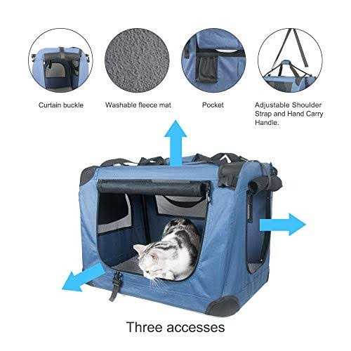Large Soft-Sided Portable Pet Crate with Collapsible Litter Box and Bowl L562762