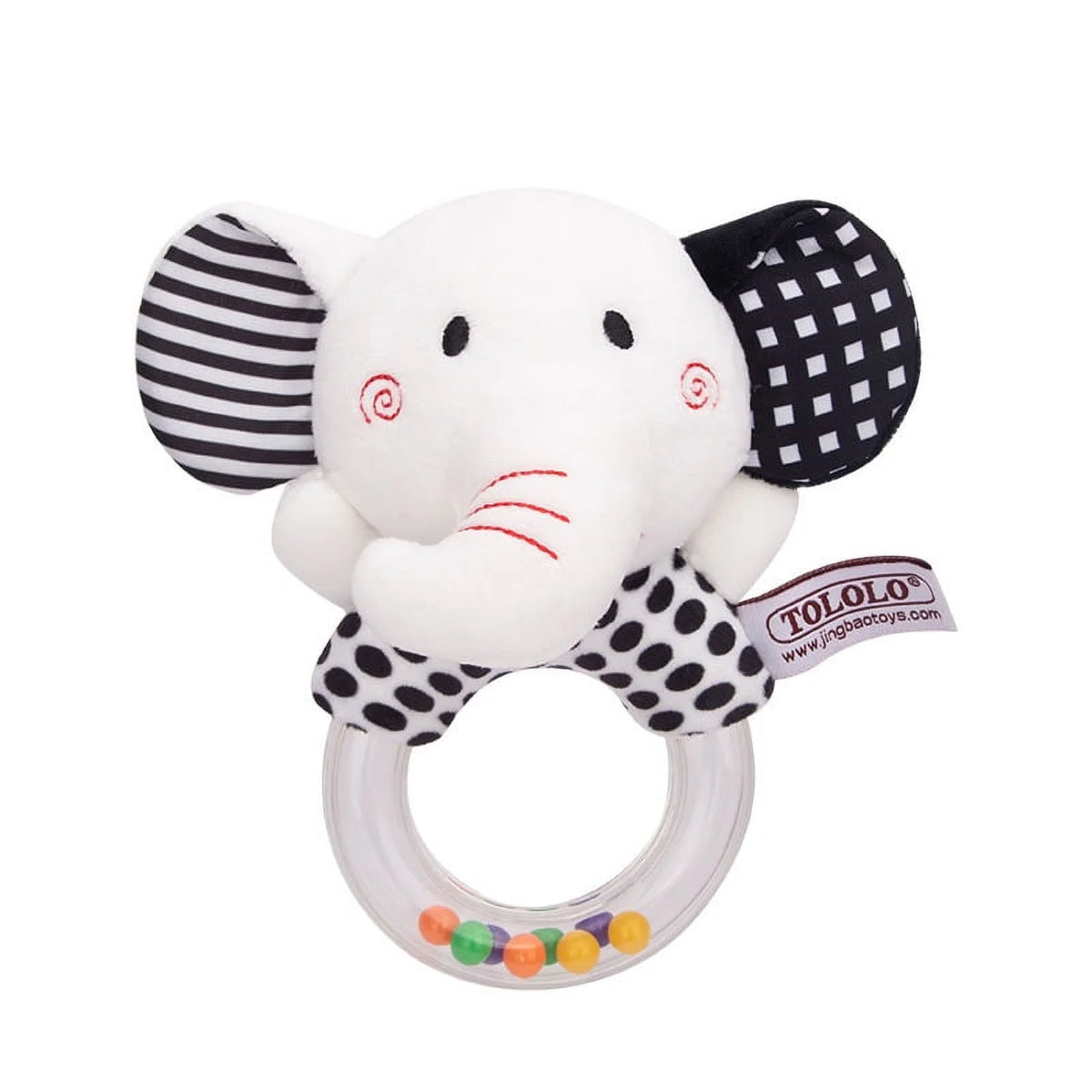 Black and White Plush Baby Rattle Set of 2 E6261