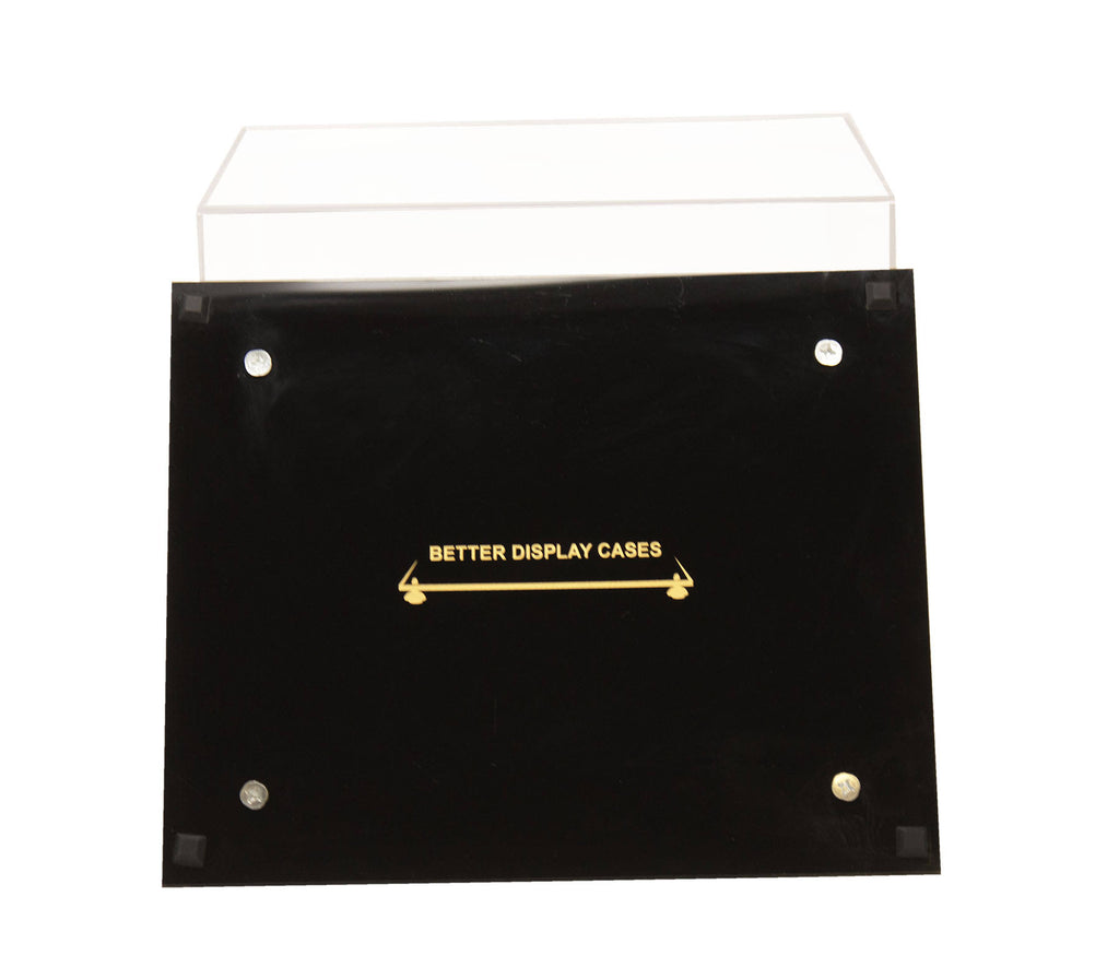 Clear Acrylic Display Case - Medium Rectangle Box with Gold Risers 12.25 inch x 10 inch x 10.5 inch F439209