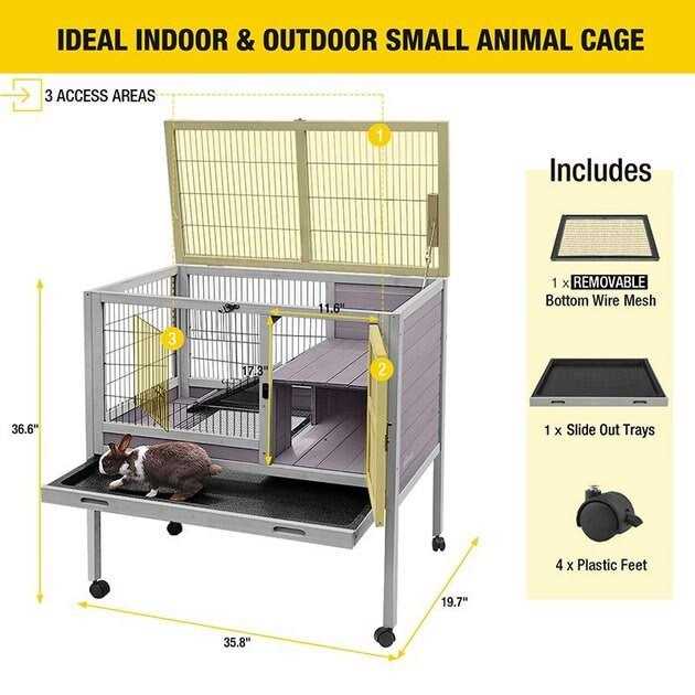 Small Rabbit Hutch with Pull Out Tray V497