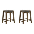 24x22 Counter Height Wooden Saddle Seat Barstool, Gray Brown (2 Pack) E833