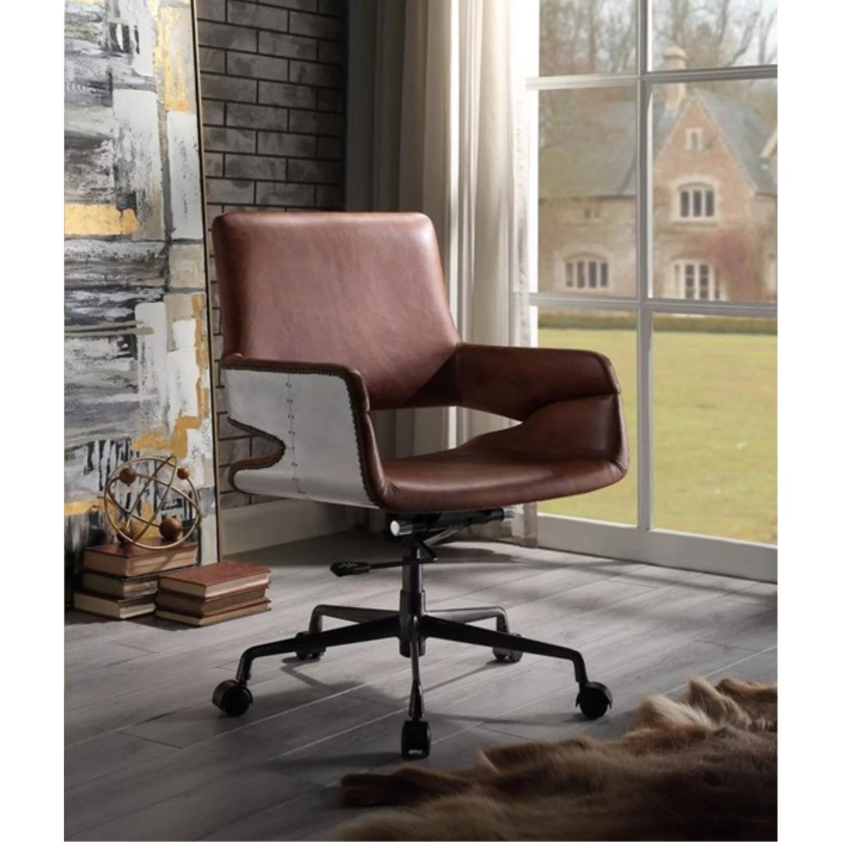 Vintage Cocoa Top Grain Leather Executive Office Chair O9717