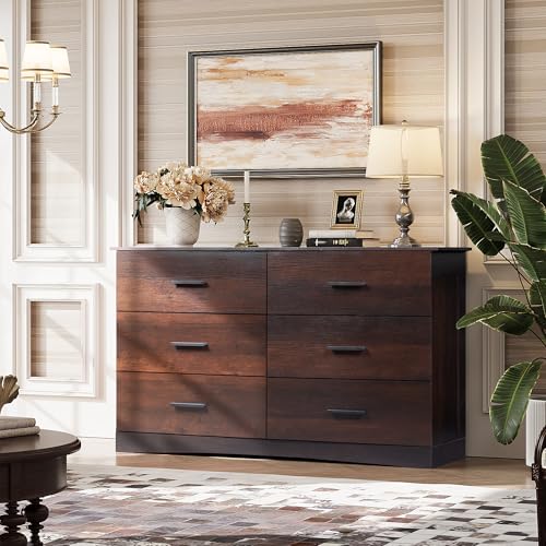 Brown 6 Drawer Wood Dresser G789