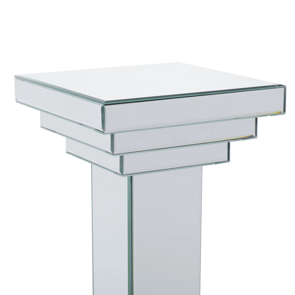 12" x 36" Silver Glass Mirrored Pedestal Table M58606