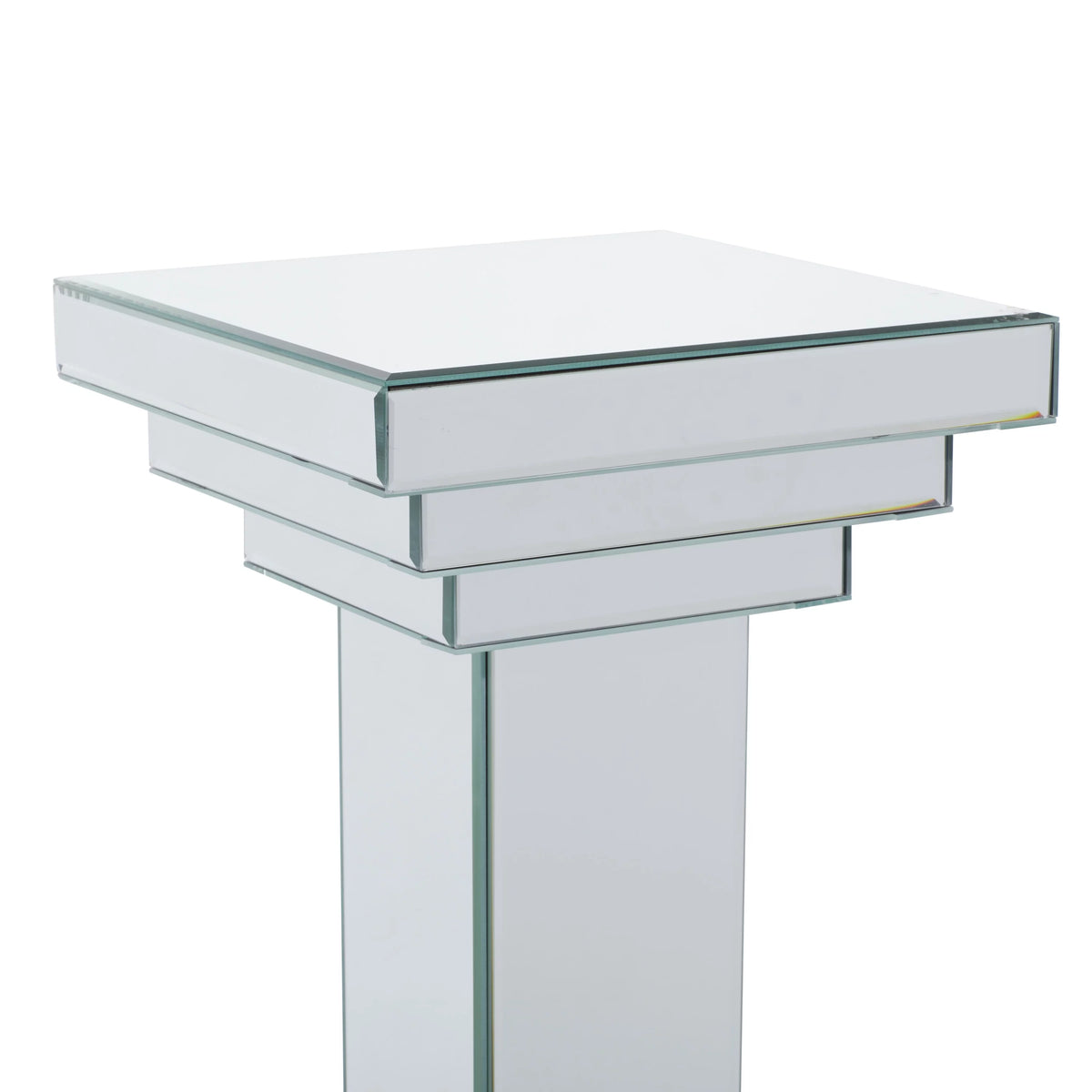12" x 36" Silver Glass Mirrored Pedestal Table M58606