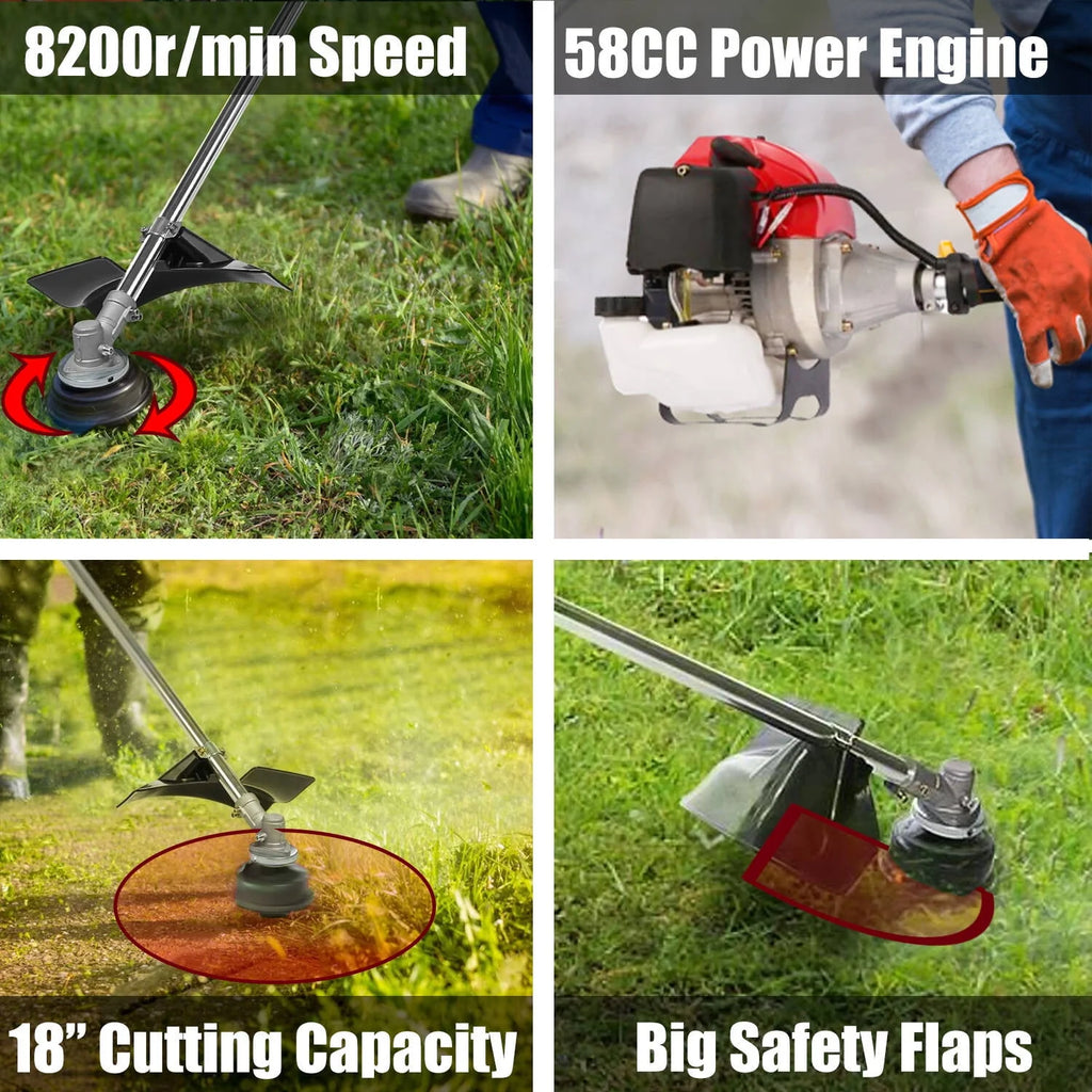 58CC Gas String Trimmer with 4 Detachable Heads H722