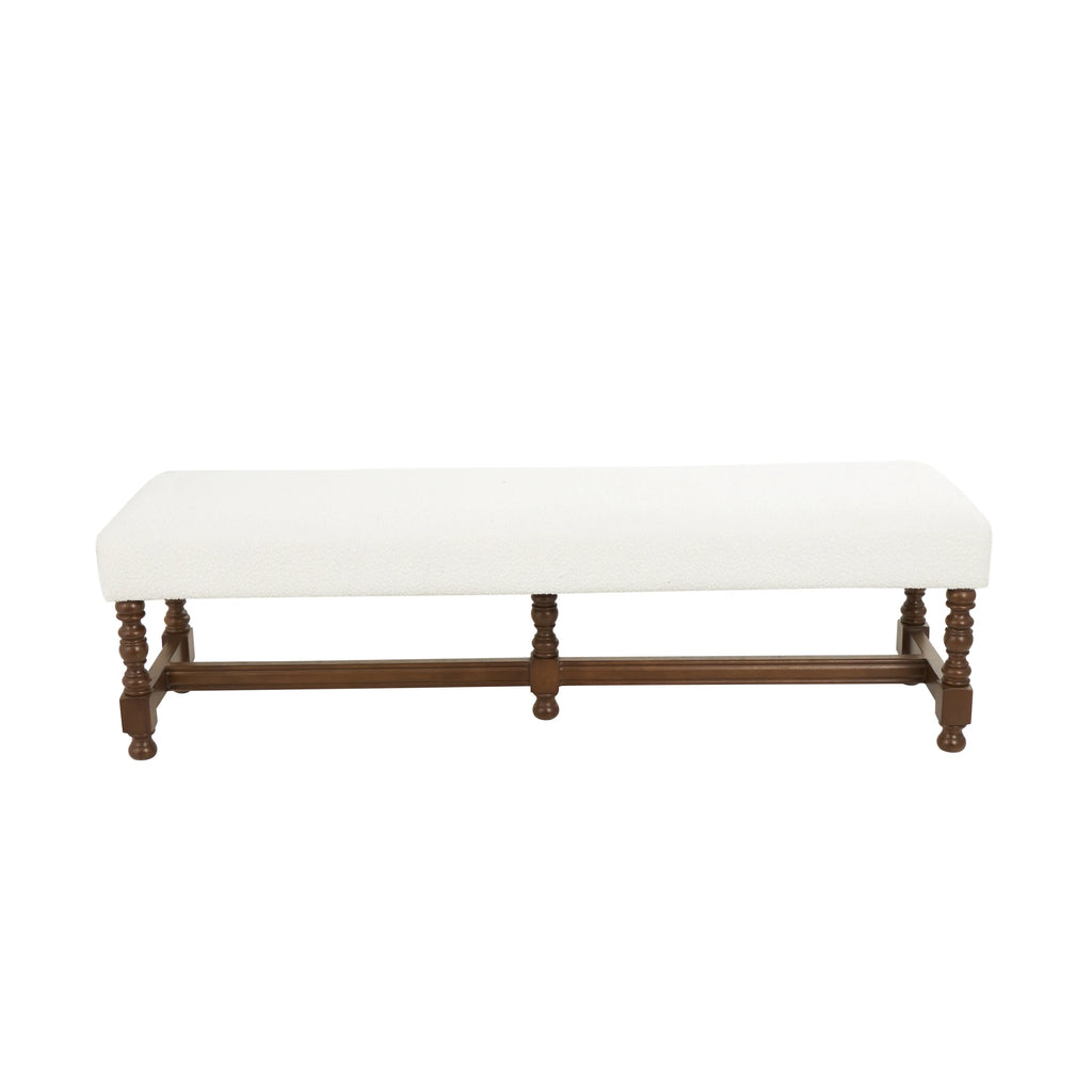 Fabric Bench with Brown Traditional Wood Turned Legs V309581