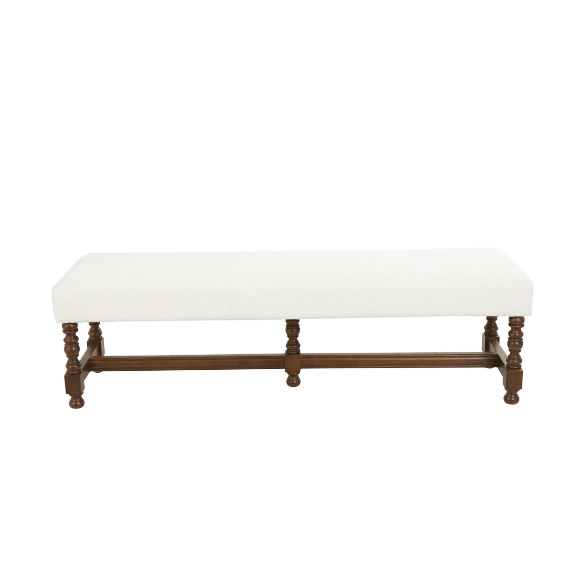 Fabric Bench with Brown Traditional Wood Turned Legs V309581