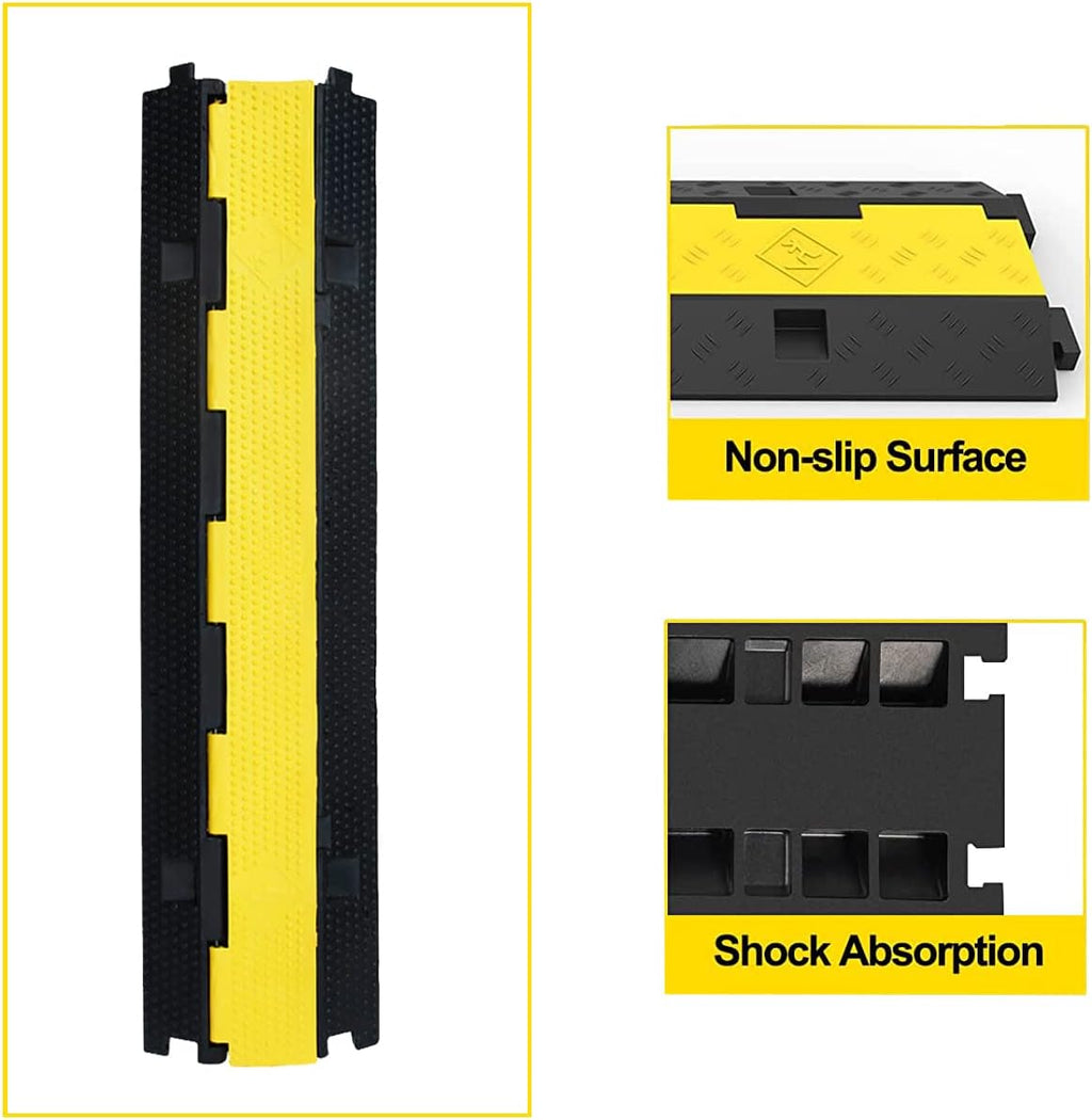 3Pack 39inch Traffic Speed Bumps Cable Protector, 11000lbs per Axle Capacity Rubber Pack of 2 R596