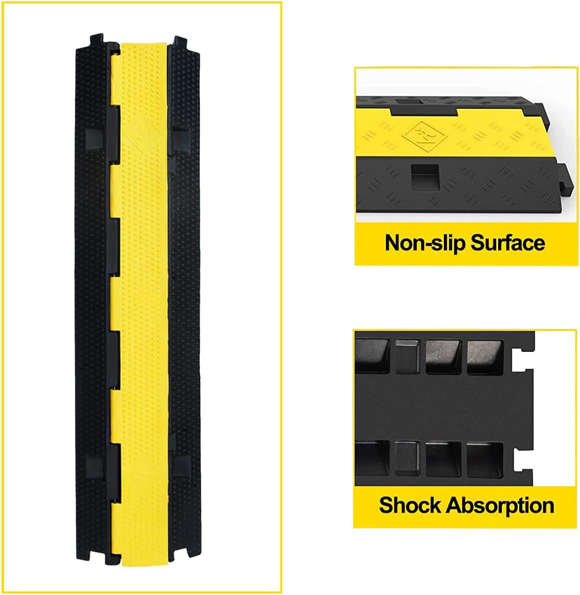 3Pack 39inch Traffic Speed Bumps Cable Protector, 11000lbs per Axle Capacity Rubber Pack of 2 R596