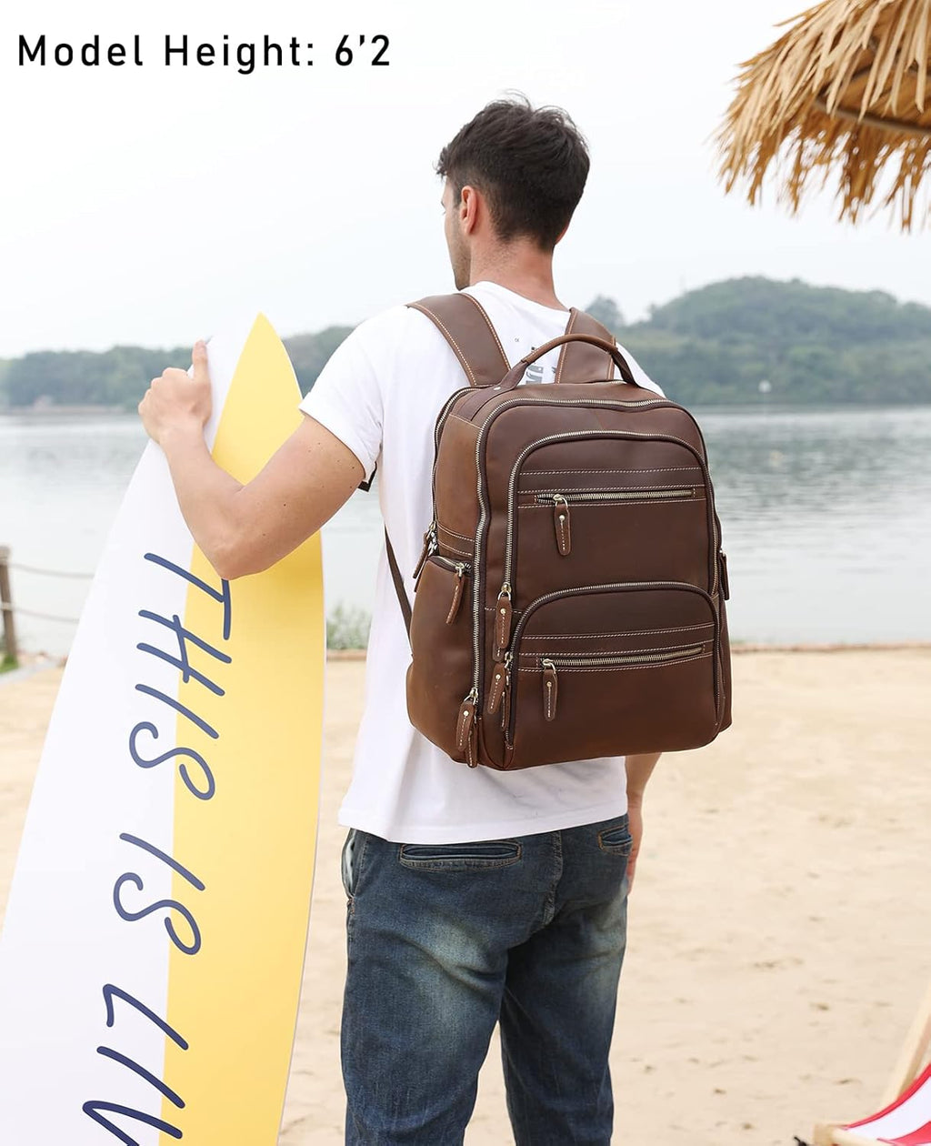 Genuine Leather 18 inch Laptop Backpack K52290