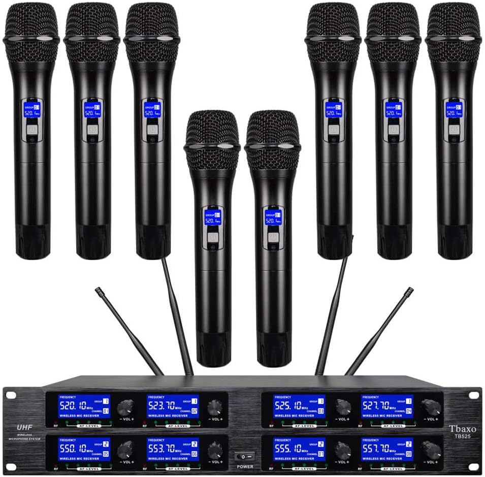 Wireless Microphone System 8 Channel UHF Handheld Metal Karaoke Microphones Y2064