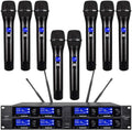 Wireless Microphone System 8 Channel UHF Handheld Metal Karaoke Microphones Y2064