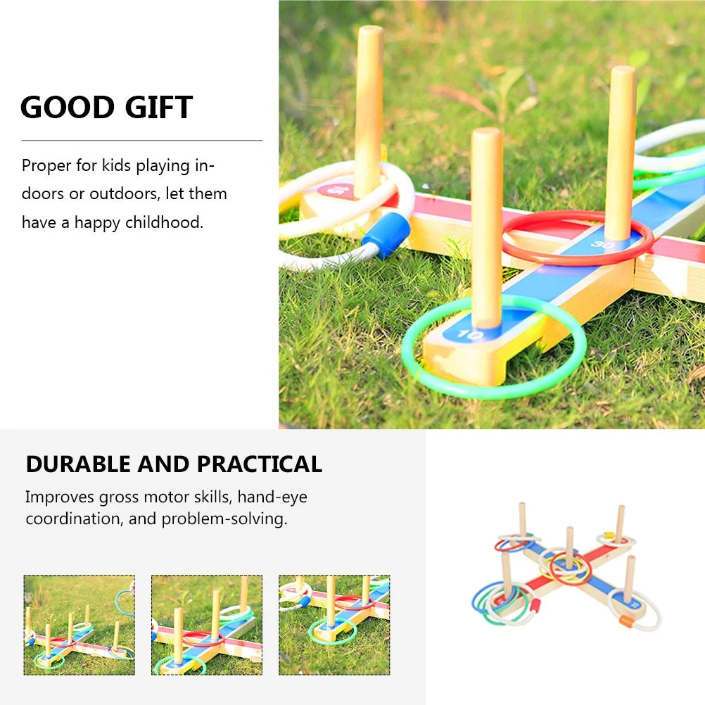 Ring Toss Toy Wood Rope Child Puzzle Toys X70293
