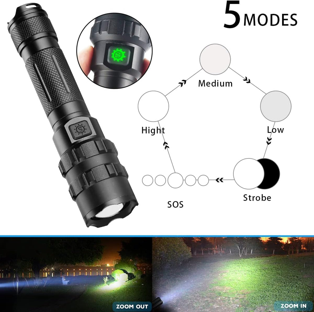 3000 Lumen Rechargeable Handheld Flashlight with Battery and Charger E2974