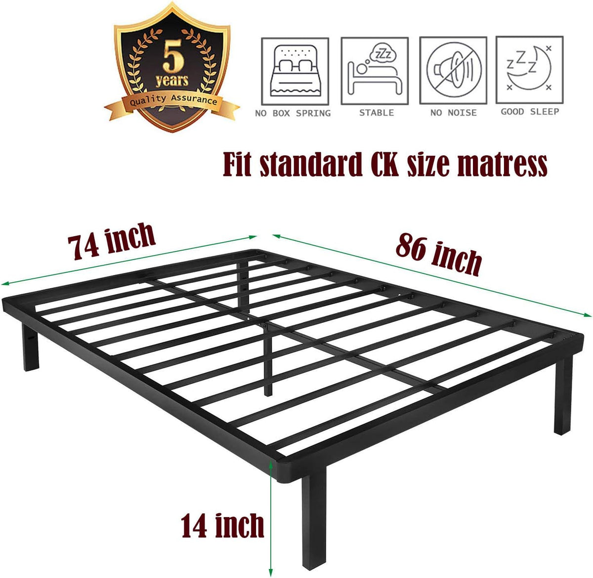 California King Platform Bed Frame with Storage Heavy Duty Metal H5103