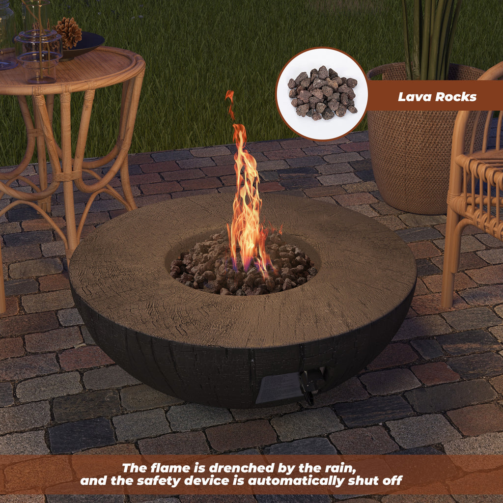 28" Outdoor Fire Pit Propane Fire Pit with Waterproof Cover and Lava Rocks T534895