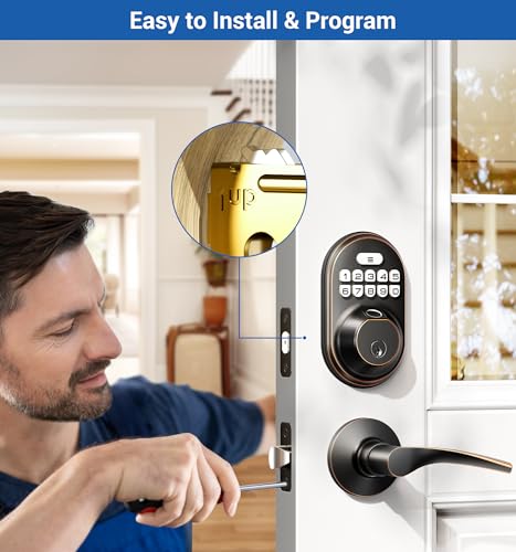 Oil Rubbed Bronze Keyless Entry Door Lock with 2 Lever Handles T595767