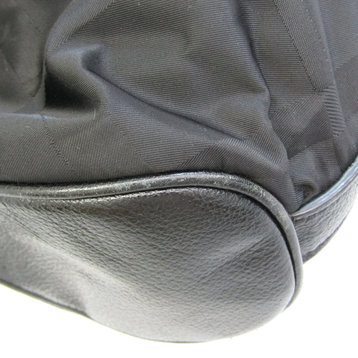 Black Leather Nylon Handbag Shoulder Bag K347